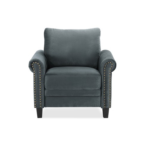 Averton Microfiber Upholstery Armchair With Nailhead Trimming In