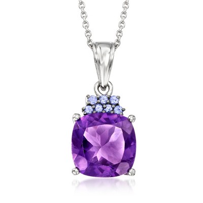 Ross-Simons 5.25 Carat Amethyst and .20 ct. t.w. Tanzanite Pendant Necklace in Sterling Silver