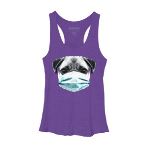 Women's Design By Humans Masked Pug By clingcling Racerback Tank Top - 1 of 3