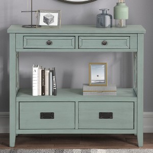 Okak Sideboard Cabinet, Bufft Cabinet with 4 Drawers and 1 Open Shelf, Storage Cabinet for Living Room, Dining Room, Kitchen, Retro Blue - 1 of 4