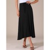 INSPIRE CHIC Women's Casual Elastic Waist Drawstring Stretchy Flare A-Line Maxi Skirt - 3 of 4