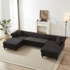 135.5" U-Shaped Sectional Sofas Modern Chenille 3-Piece Sofa ¨C Two Chaise Lounges, Two Pillows, Wooden Legs for Living Room, Bedroom & Lounge - 3 of 4