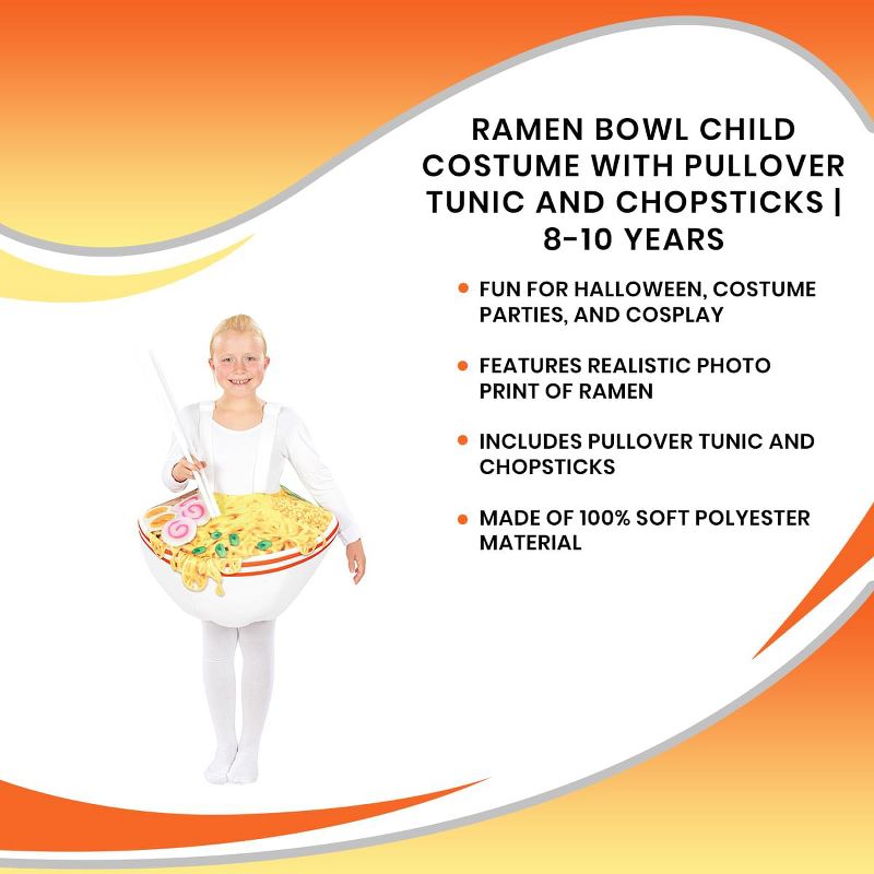Orion Costumes Ramen Bowl Child Costume with Pullover Tunic and Chopsticks | 8-10 Years, 4 of 5
