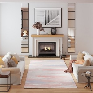 5x7 Washable Abstract Print Area Rug, Thin Distressed Non-Slip Carpet for Living Room Bedroom, Kitchen Dining Room Decor - 1 of 4