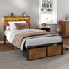 Twin Size Bed Frame with Wood Headboard Metal Platform Bed with 2 Storage Drawers Shelf Built in Charging Station LED Lights No Box Spring Needed - 3 of 4