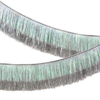 Meri Meri Silver Iridescent Tinsel Fringe Garland (10' with excess cord - Pack of 1)
