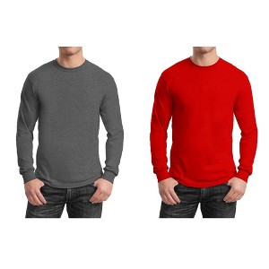 Galaxy By Harvic Men's Cotton-Blend Long Sleeve Crew Neck Tee 2-Pack - 1 of 2