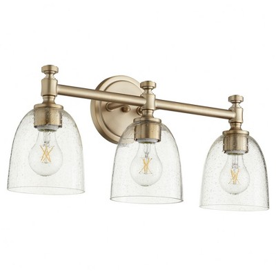 Quorum Lighting Rossington 3-Light Aged Brass Glass Wall Sconce
