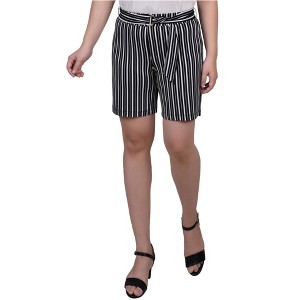 NY Collection Womens Belted Striped Casual Walking Shorts - 1 of 1