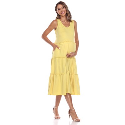 Maternity Scoop Neck Tiered Midi Dress - White Mark