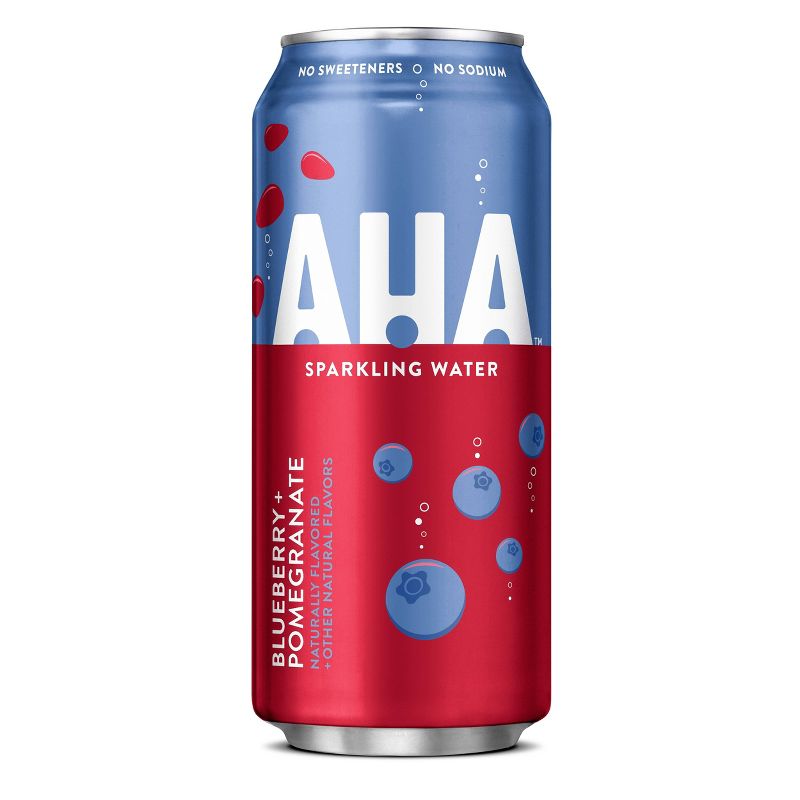 AHA Blueberry + Pomegranate Sparkling Water - 16 fl oz Can, 1 of 2