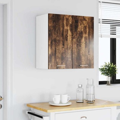 CLIHOME Hanging Storage Cabinet, Engineered Wood Kitchen Furniture, Ample Storage with Doors