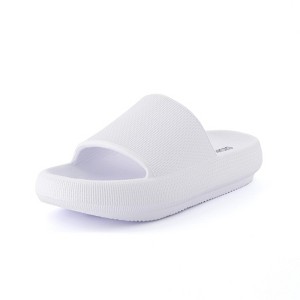 CUSHIONAIRE Feather Slides – Comfortable Cloud Cushion House Slippers for Women, Indoor Outdoor EVA Foam Foot Spa Shower Shoes, Non-Slip Arch Support - 1 of 4