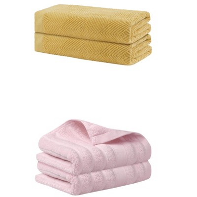 REGALWOVEN Bathroom Gym SPA Cotton Soft Absorbent Bath Hands Towel Set 2 Pcs