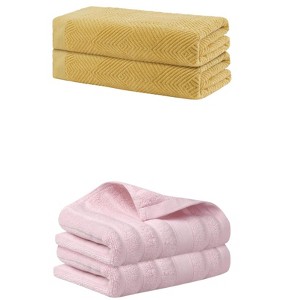 REGALWOVEN Bathroom Gym SPA Cotton Soft Absorbent Bath Hands Towel Set 2 Pcs - 1 of 4