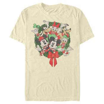 Men's Mickey & Friends Christmas Group Shot Wreath T-Shirt