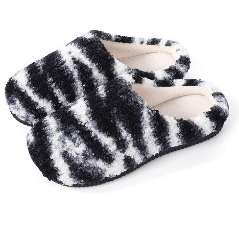 Womens Fuzzy Slippers Comfort Fluffy Slip-on House Slippers Memory Foam ...