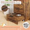Dog Food Storage Container w/Flip Top, 35-Inch Pet Feeding Station Cabinet Includes 2 Elevated Dog Bowls - 4 of 4