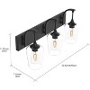 Runesay Black Vanity Light Fixtures 3-Lights Industrial Black Bathroom Vanity Light with Clear Glass Vintage Edison Bathroom Wall Lighting Fixtures - 2 of 4