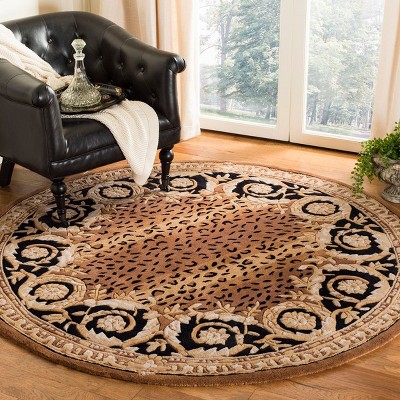Naples 8' Round Black and Gold Hand-Tufted Wool Area Rug