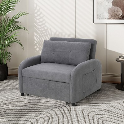 NicBex 3-in-1 Convertible Sleeper Chair,Modern Linen Folding Sofa Bed with Pillow,Couches with Pocket for Living Room,Gray