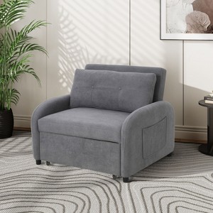 NicBex 3-in-1 Convertible Sleeper Chair,Modern Linen Folding Sofa Bed with Pillow,Couches with Pocket for Living Room,Gray - 1 of 4