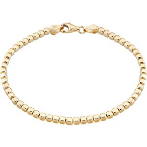 Italian 925 Silver Bracelet: 18K Gold Plated Cube Bead Chain for Men & Women - 1 of 4