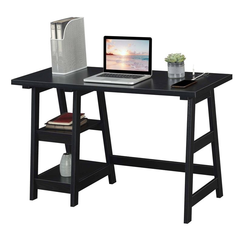 Designs2Go Trestle Desk with Charging Station and Shelves - Breighton Home, 3 of 7