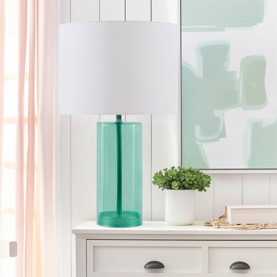 Neonova Blue Glass Table Lamp with White Shade
