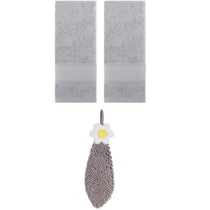 REGALWOVEN 3 Pcs Soft Absorbent Hand Towel Bathroom Decorative Set - 1 of 4