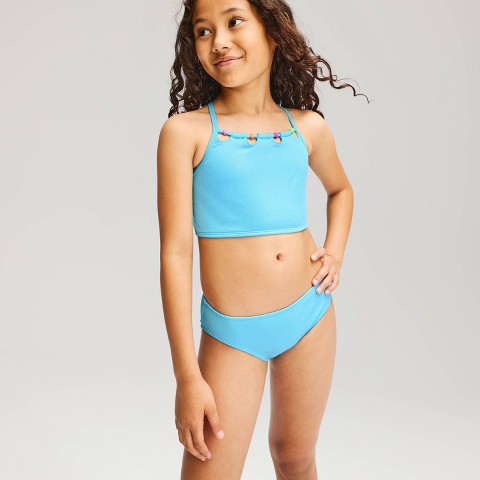 Cat & Jack Girls' Solid Bikini with Beads - Cat & Jack™ Blue M