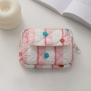 Anna-Kaci Women's Quilted Floral Coin Purse - Small Lightweight Cosmetic Bag with Zipper and Snap Pocket - 1 of 3