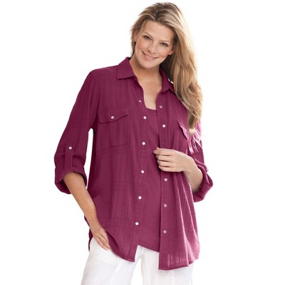 Woman Within Plus Size Cotton Gauze Bigshirt