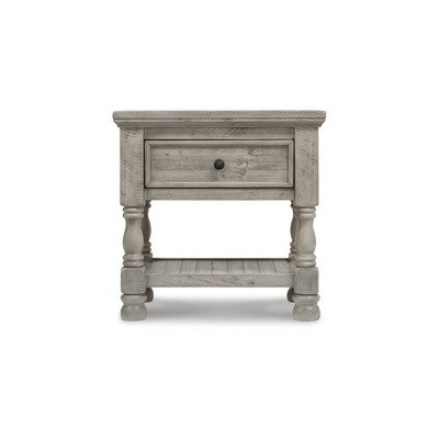 Gray Traditional 1-Drawer Nightstand with USB Ports