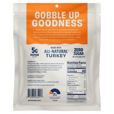 Archer Jerky Original Turkey Mini Meat Sticks - 5g Protein - 3.68oz/8ct