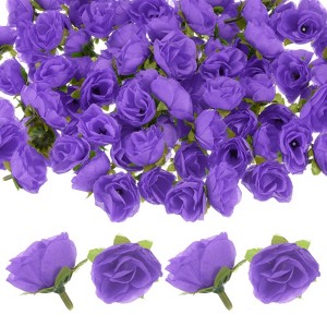 Unique Bargains Silk Plastic Small Faux Rose Artificial Flower Heads 1.2 inch - 1 of 4
