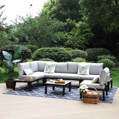 6pc Outdoor Conversation Set with Sectional Sofa - Captiva Designs