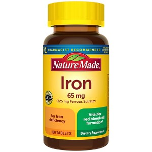 Nature Made Iron 65 mg (from Ferrous Sulfate) Tablets - 180ct - 1 of 4