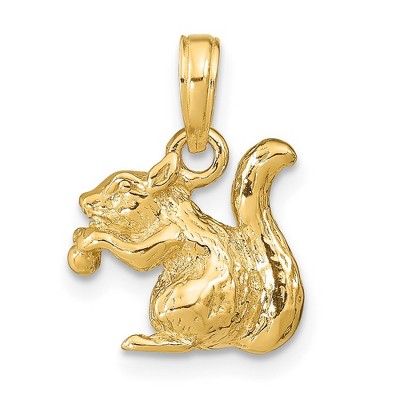 Black Bow Jewelry 14k Yellow Gold 3D Squirrel with Nut Pendant