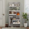 KTMBDW Shoe Cabinet with 2 Flip Drawers&Coat Rack, Hidden Shoe Storage Cabinet, Slim Freestanding Shoe Rack Organizer for Entryway, Living Room,White - 3 of 4
