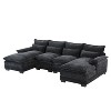 CAVINAS 110×50"U-shaped Sectional Sofa with Plush pillows,6 Symmetrical Cushions Indoor Furniture,Sectional Couches for Living Room ,Apartment,Black - 2 of 4
