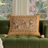 Mina Victory Vintage Floral Ribbon 19" x 25" Taupe Indoor Throw Pillow - 2 of 4