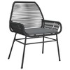vidaXL 3 Piece Patio Dining Set - Black Poly Rattan - Cushion Seats - Tempered Glass Table - Outdoor Garden Furniture - 4 of 4