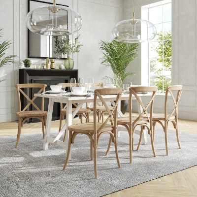 Natural White Grain Wood Cross Back Dining Chair