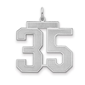 Black Bow Jewelry Sterling Silver, Jersey Collection, Large Number 35 Pendant - 1 of 4
