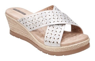 Gc Shoes Kiara Silver 7.5 Embellished Comfort Slide Wedge Sandals : Target