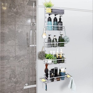 Oumilen Over the Door Shower Caddy, 5-Tier Adjustable Hanging Shower Organizer Rustproof Metal, Silver - 1 of 1