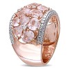 EVERLY JEWELRY |Rose Plated Sterling Silver 0.07 CT TW Diamond And 6 CT TGW Rose Quartz Fashion Ring - 2 of 4