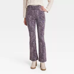 Women's High-Rise Corduroy Flare Pants - Knox Rose™ Purple Paisley 6