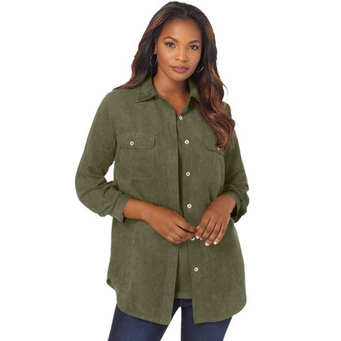 Plus size olive green shirt hotsell